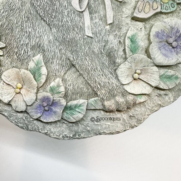 Vintage Spoontques 3D Resin Cast Cat Wall Plaque Flowers Bee Butterfly Garden - Picture 3 of 5